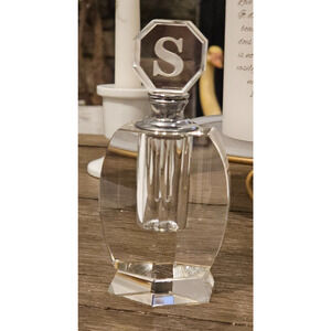 Crystal Perfume Bottle by Fifth Avenue Crystal LTD Monogrammed on Stopper "S"